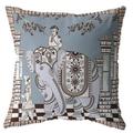 HomeRoots 412288 20 in. Ornate Elephant Indoor & Outdoor Throw Pillow Light Blue & Muted Brown