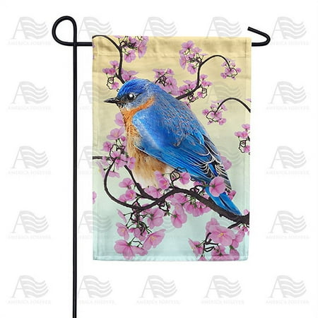 America Forever Spring Bird Garden Flag 12.5 x 18 inches Double Sided Bluebird Flowers Colorful Vibrant Design Blossom - Seasonal Yard Lawn Outdoor Decorative Spring Summer Garden Flag