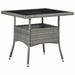Suzicca Outdoor Dining Table Gray Poly Rattan and Glass