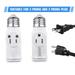 3 Prong Light Socket Adapter E26 Light Bulb Outlet Adapter Polarized Light Socket to Plug Adapter White Light Bulb to 2/3 Prong Outlet Plug Splitter Converter for Garage Porch CCTV Camera (2 Piece)