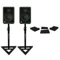 2) Mackie CR4-X 4 Reference Multimedia Studio Monitor Speakers+Stands+Foam Pads