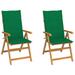 Eccomum Patio Chairs 2 pcs with Green Cushions Solid Teak Wood