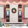 Porch Sign Christmas Door Sign Christmas Nutcracker Hanging Banners Life Size Soldier Model Nutcracker for Front Door Fireplace Garden Indoor Outdoor Kids Party