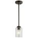 Kichler Winslow Contemporary 1 Light Olde Bronze Mini Pendant Light with Clear Seeded Glass