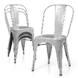 MoNiBloom Stackable Metal Dining Chairs Set of 4 with High Backrest for Indoor Outdoor Restaurant Gary