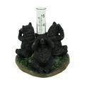 Mayrich See Hear Speak No Evil Bear Rain Gauge Resin Garden Statue Glass Tube