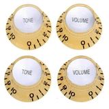 Imperial Inch Size Top Hat Bell Reflector 2 Volume 2 Tone Knobs Set for USA Gibson Les Paul SG Electric Guitar Ivory Silver Top