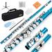 Eastar C Flutes Closed Hole with Joint Cleaning Rod Carrying Case Stand Gloves and Tuning Rod 16 Key Student Flute Beginner Kids Flute Sky Blue
