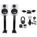 (2) Rockville DPM6W 6.5 420w Dual Studio Monitors+36 Stands+Headphones+Mic