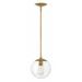 One Light Pendant in Mid-Century Modern-Scandinavian Style 9.5 inches Wide By 10.75 inches High-Heritage Brass Finish-Clear Glass Color Bailey Street