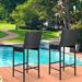 Lafuria 2 Pack of Black Wicker Barstools Outdoor Patio Furniture with 2 Cushions for Comfort