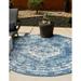 Unique Loom Valeria Indoor/Outdoor Traditional Rug Blue/Ivory 4 1 Round Medallion Traditional Perfect For Patio Deck Garage Entryway
