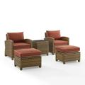 Crosley Furniture Bradenton 5-pc Wicker / Rattan Outdoor Chair Set in Red/Brown