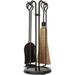 Dagan 1110 Wrought Iron Stove Fireplace Tool Set - Corn Broom Black - 5 Piece