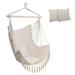 Hanging Chair Hammock Chair Swing Comfortable Hanging Rope Swing for Bedroom Outdoor Patio Porch Deck with 2 Cushions