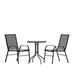 Flash Furniture Brazos Series 3-Piece Steel Glass Patio Table and Chair Set Black