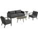 Mod Furniture Harlow 5-Piece Outdoor Mid-Century Modern Deep Seating Chat Set in Gray