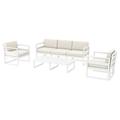 4 Piece White Outdoor Patio Lounge Set with Natural Sunbrella Cushion 78.75