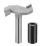 Uxcell 1/4 Shank 1/4 Cut Depth 2 Flute Carbide T Slot Router Bit with 1/2 to 1/4 Router Collet Adapter