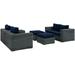 Modern Contemporary Urban Design Outdoor Patio Balcony Five PCS Sectional Sofa Set Navy Blue Rattan