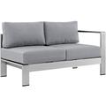 Modern Contemporary Urban Design Outdoor Patio Balcony Right Arm Corner Loveseat Sofa Grey Gray Aluminum