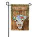 America Forever Welcome Floral Crown Heifer Cow Garden Flag Rustic Farmhouse 12.5 x 18 inch Double Sided Holiday Seasonal Yard Outdoor Decorative Spring Summer Flag