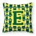 Letter E Football Green and Yellow Fabric Decorative Pillow