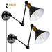 2 PCS Swing Arm Wall Mounted Light Adjustable Wall Light Fixture Industrial Wall Sconce Lighting with Plug-in Cord for Home Decor Brass & Black