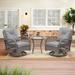 Syngar 3 Piece Patio Swivel Furniture Set Swivel Bistro Set with Coffee Table All Weather Conversation Chairs with Gray Cushions Outdoor Furniture Set for Backyard Poolside Garden D8000