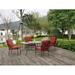 Outdoor Patio Garden Furniture Augusta 5-Piece Dining Set with 4 Cushioned Chairs 1 Rectangular Dining Table - Red