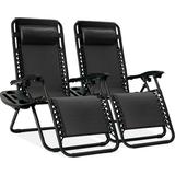 Best Choice Products Set of 2 Zero Gravity Lounge Chair Recliners for Patio Pool w/ Cup Holder Tray - Black