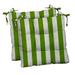 RSH DÃ©cor Indoor Outdoor Set of 2 Tufted Dining Chair Seat Cushions 19 x 19 x 2 Kiwi Green & White Stripe