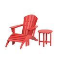 Westin Outdoor 3-Pieces Adirondack Chair with Ottoman & Side Table Set Included HDPE Plastic UV Weather Resistant Red