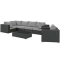 Modern Contemporary Urban Design Outdoor Patio Balcony Garden Furniture Lounge Sectional Sofa Set Sunbrella Rattan Wicker Grey Gray