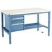 Production Workbench ESD Laminate Square Edge with Drawers & Shelf 60 W x 30 D Blue