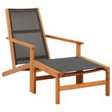 ametoys Patio Chair with Footrest Solid Eucalyptus Wood and Textilene