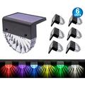 Solar Deck Lights - 6 Solar Powered RGB Step Lights - Waterproof Color Changing Decor Lights For Stairs Fence Deck Railings - 10 Lumens Warm White & RGB Lighting Modes