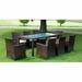 Carevas 9 Piece Patio Dining Set with Cushions Poly Rattan Brown