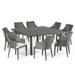 GDF Studio Wilshire Outdoor Wicker 9 Piece Square Dining Set with Cushion Gray and Light Gray