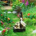 Loopsun Fall Decorations for Home Resin-Duck Family Patio Garden Decoration Animal Garden Statue