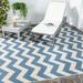 Safavieh Courtyard Bailey Chevron Indoor/Outdoor Area Rug 7 10 x 7 10 Square Blue/Beige