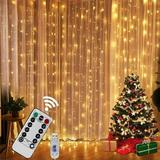 Window Curtain String Light 300 Waterproof LED Twinkle Lights 8 Modes Fairy Lights USB Remote Control Lights for Christmas Bedroom Party Wedding Home Garden Wall Decorations(9.9x9.9 Ft)