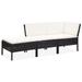3 Piece Patio Set with Cushions Poly Rattan Black