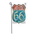 LADDKE Red Vintage Route Sixty Six Road Sign Retro Grungy Garden Flag Decorative Flag House Banner 28x40 inch