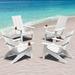 WINSOON All Weather HIPS Adirondack Chair with Cup Holder Outdoor Patio Chair set of 4 White Finish