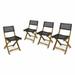 Raquelle Outdoor Wood and Wicker Foldable Bistro Chairs - Set of 4 - Teak and Brown