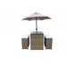 Luxury Living Furniture 6 Piece Wicker Rattan Outdoor Bar Set with Umbrella