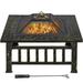 Yaheetech 32 Metal Patio Garden Square Stove Fire Pit With cover Bronze