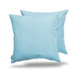 Pack of 2 Outdoor Decorative Throw Pillows 18 x 18 inch Solid Blue Square Pillows (18 x 18 Solid Sky Blue)