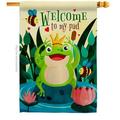 Ornament Collection Frog Welcome Animals Critter 28 x 40 in. Double-Sided Decorative Vertical House Flags for Decoration Banner Garden Yard Gift